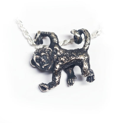 Hanging Monkey Sterling Silver Pendant