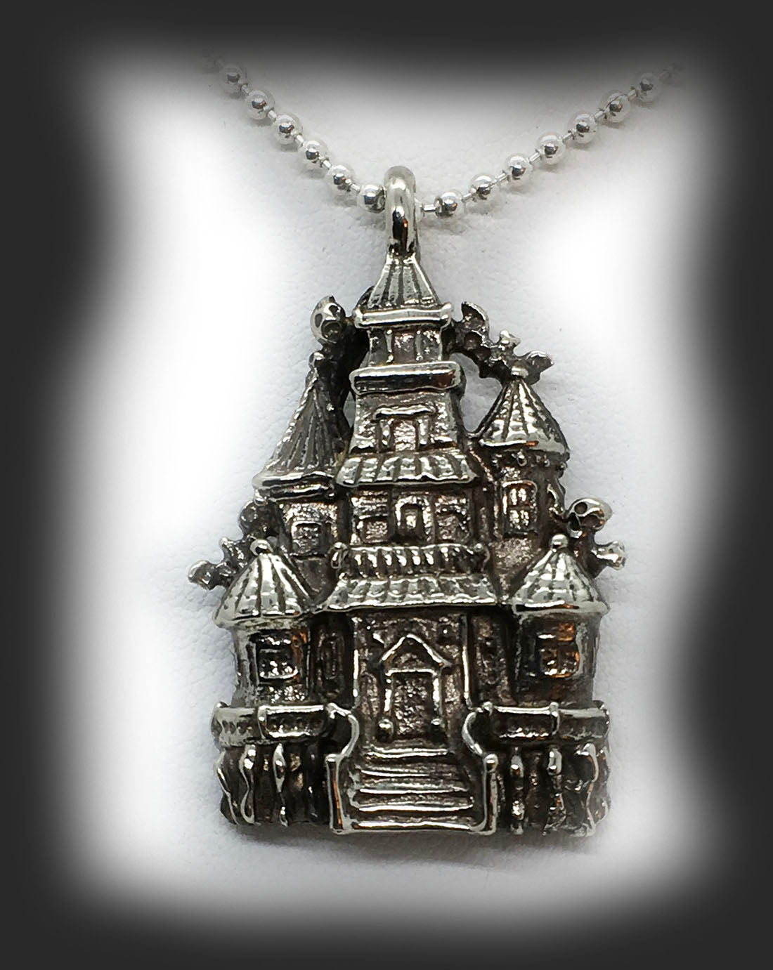 Halloween Haunted House Sterling Silver Pendant