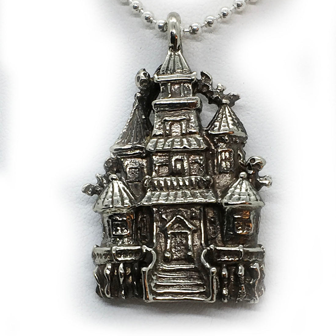 Halloween Haunted House Sterling Silver Pendant