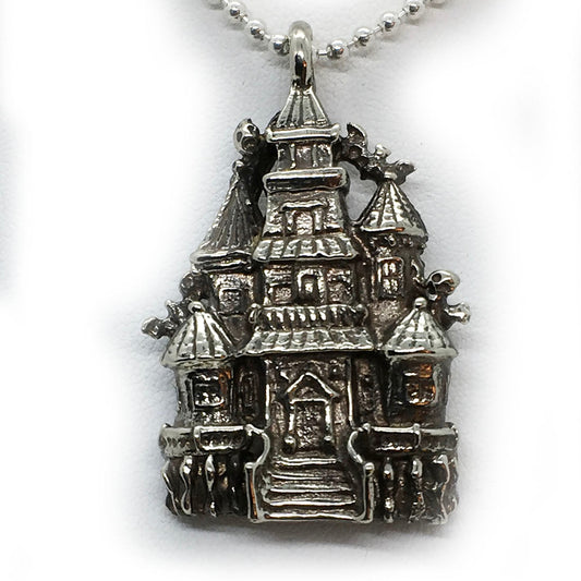 Halloween Haunted House Sterling Silver Pendant