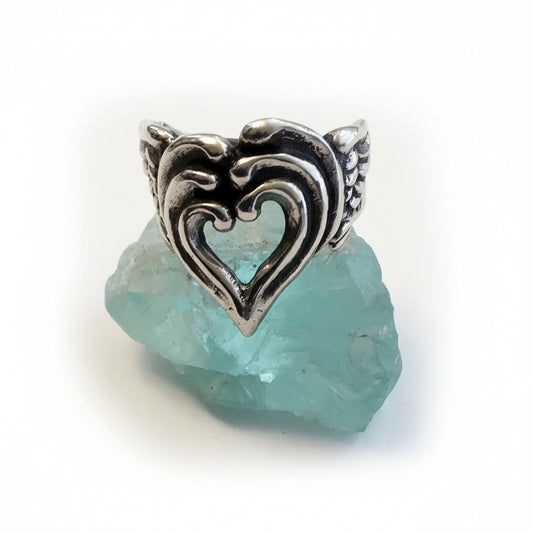 Heart Wings Sterling Silver Memorial Ring