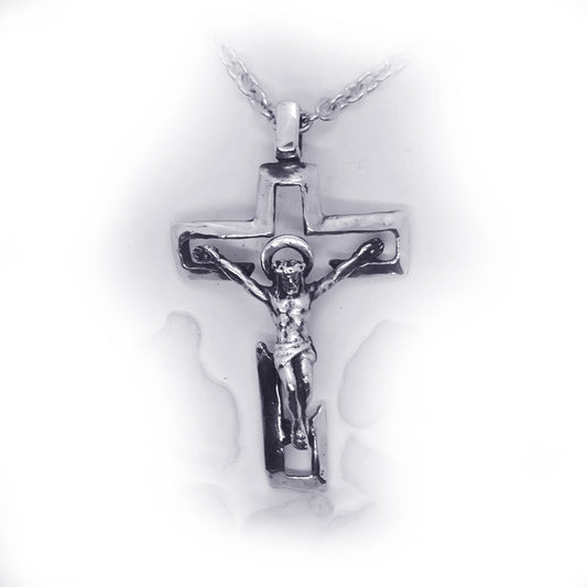 Heavenly Cross with Jesus Christos Sterling Silver Cross Pendant