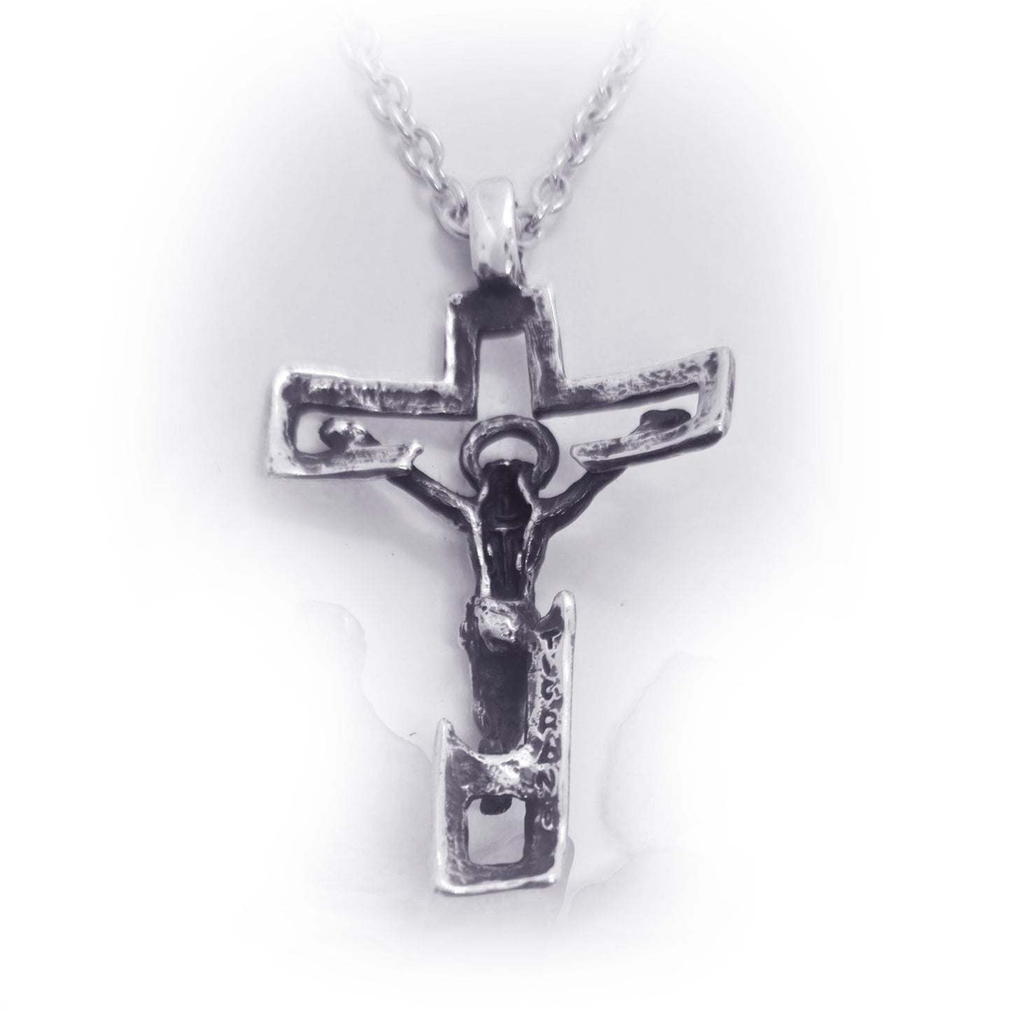 Heavenly Cross with Jesus Christos Sterling Silver Cross Pendant