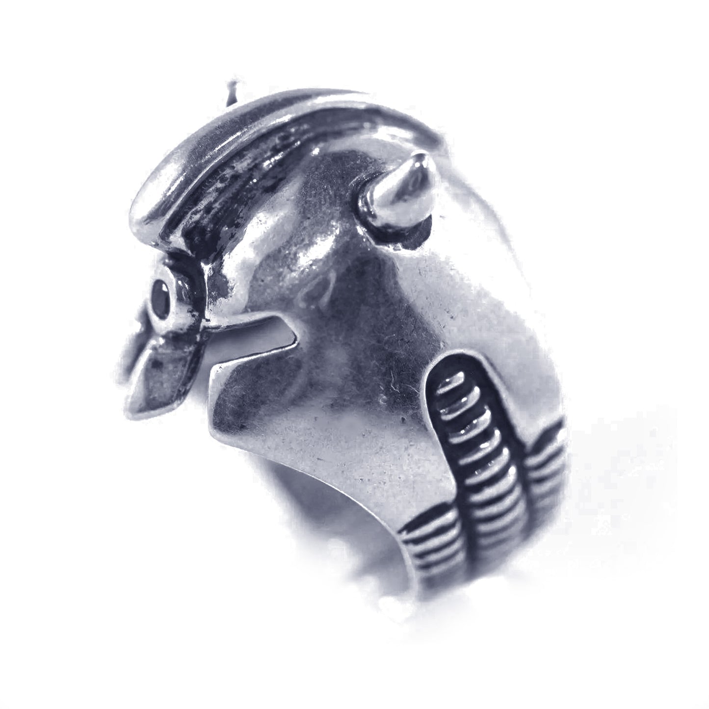 Helmet Sterling Silver Ring with Ruby