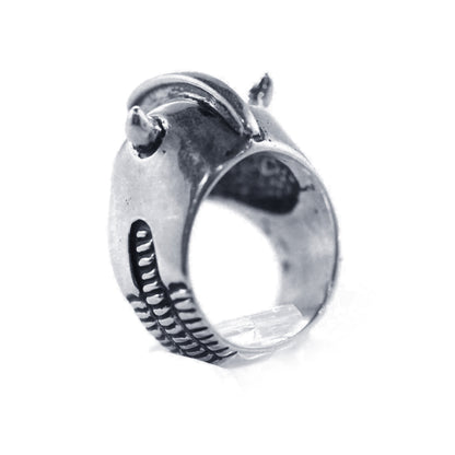 Helmet Sterling Silver Ring with Ruby