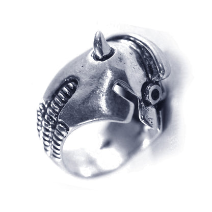 Helmet Sterling Silver Ring with Ruby