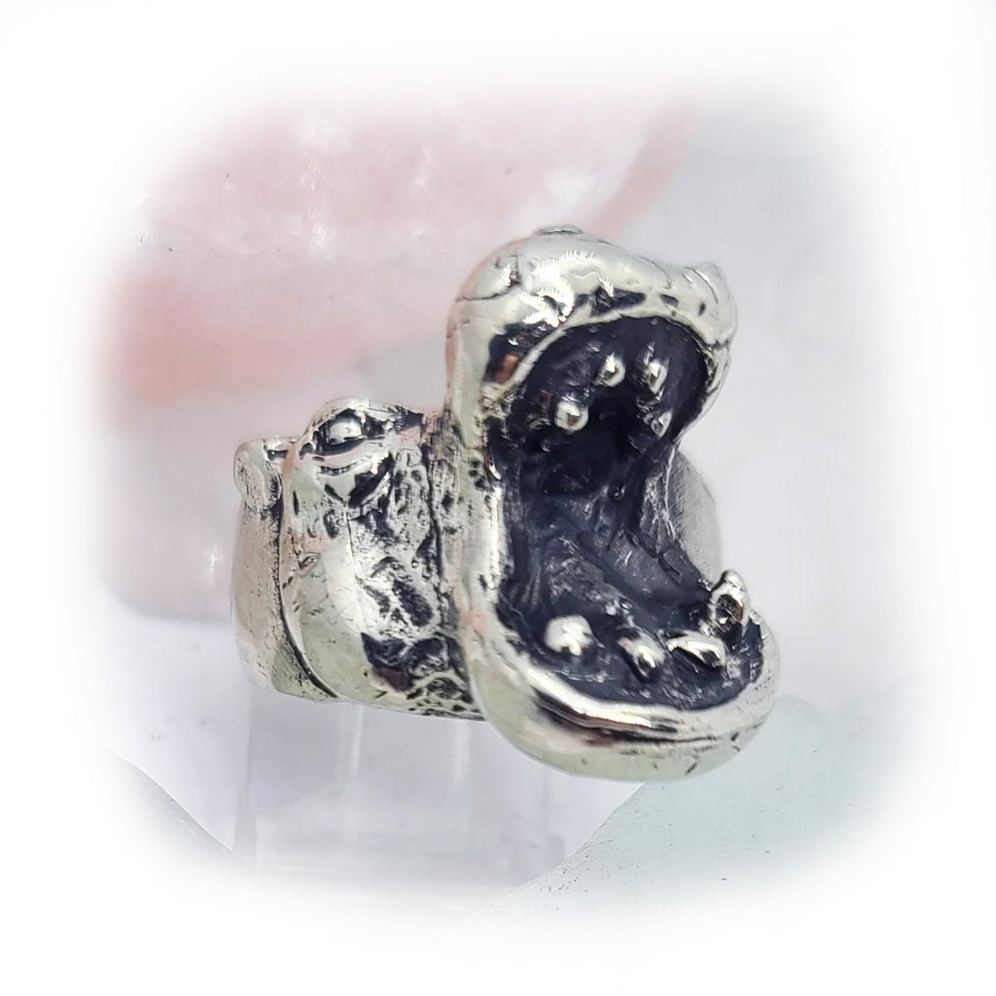 Hippopotamus Open Mouth Sterling Silver Ring
