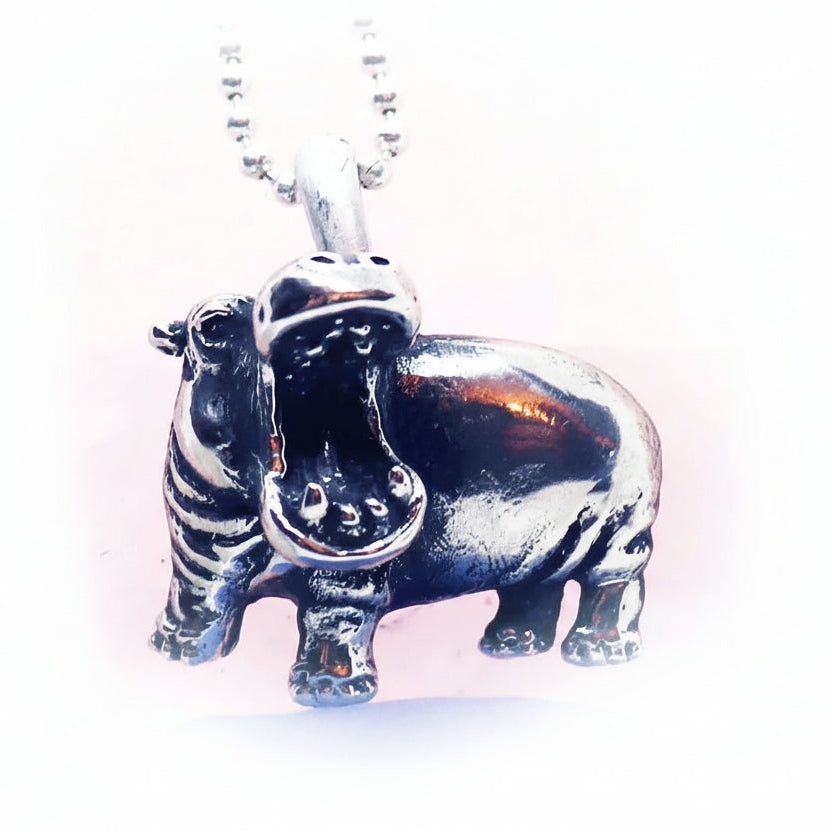 Hippopotamus Sterling Silver Pendant