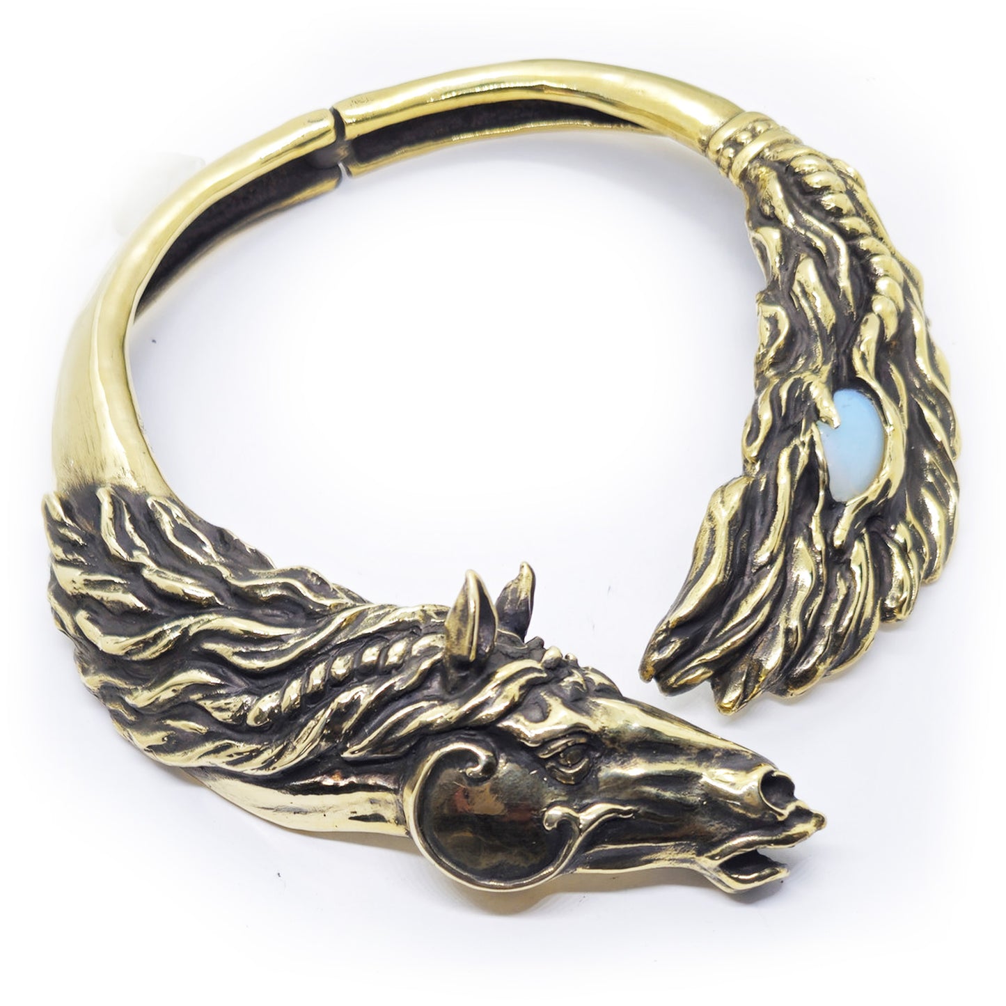 Horse Flight Brass Necklace with Natural Stone