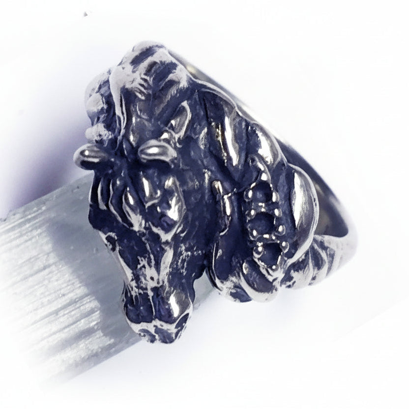 Horse with Tail Sterling Silver Ring with Rubies