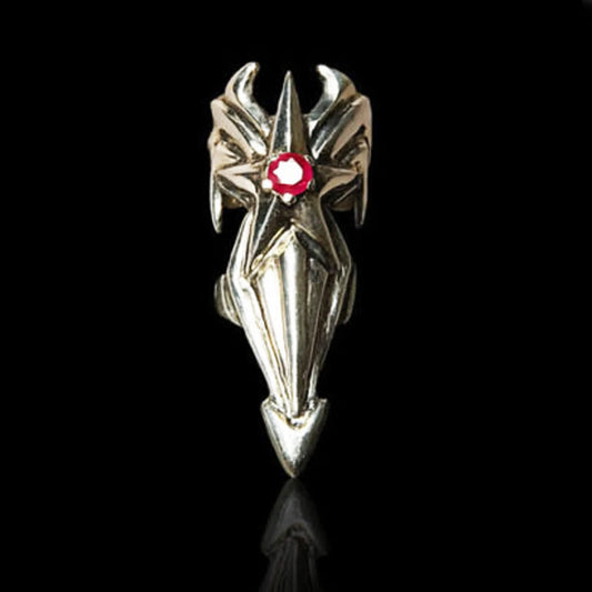IRC Rock-Star Silver Finger-Tip Ring With Ruby