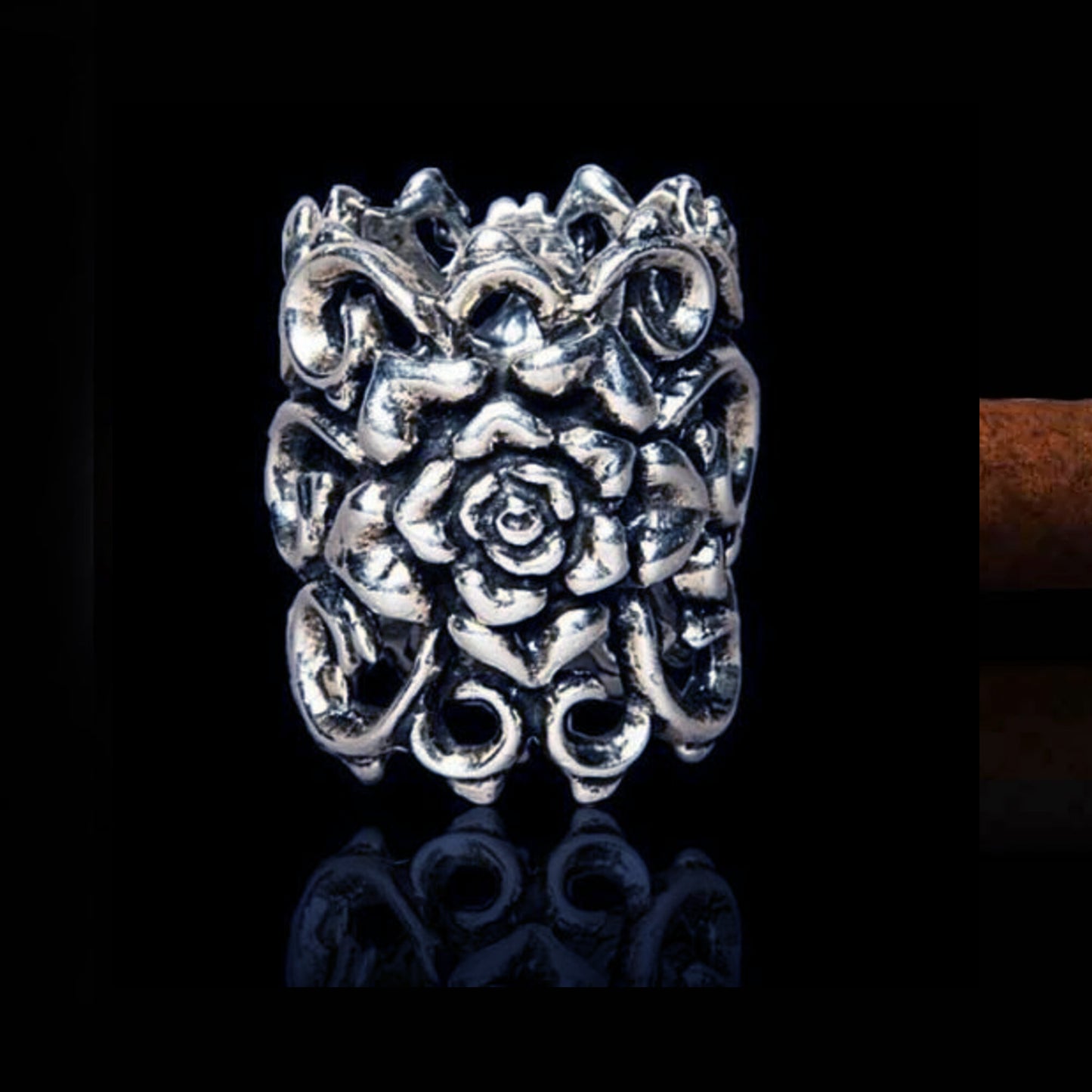 IRC Rose Sterling Silver Ring with Ruby for Cigar