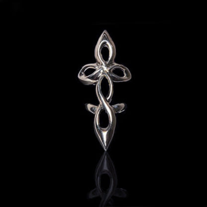 IRC Tribal Cross Silver Finger-Tip Ring