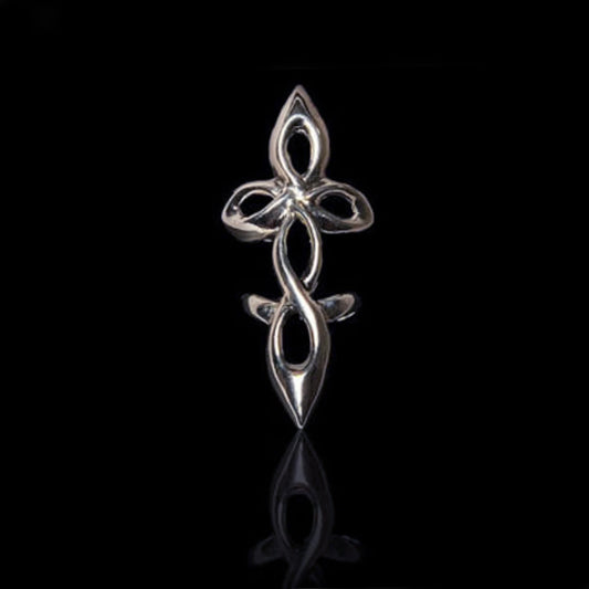 IRC Tribal Cross Silver Finger-Tip Ring