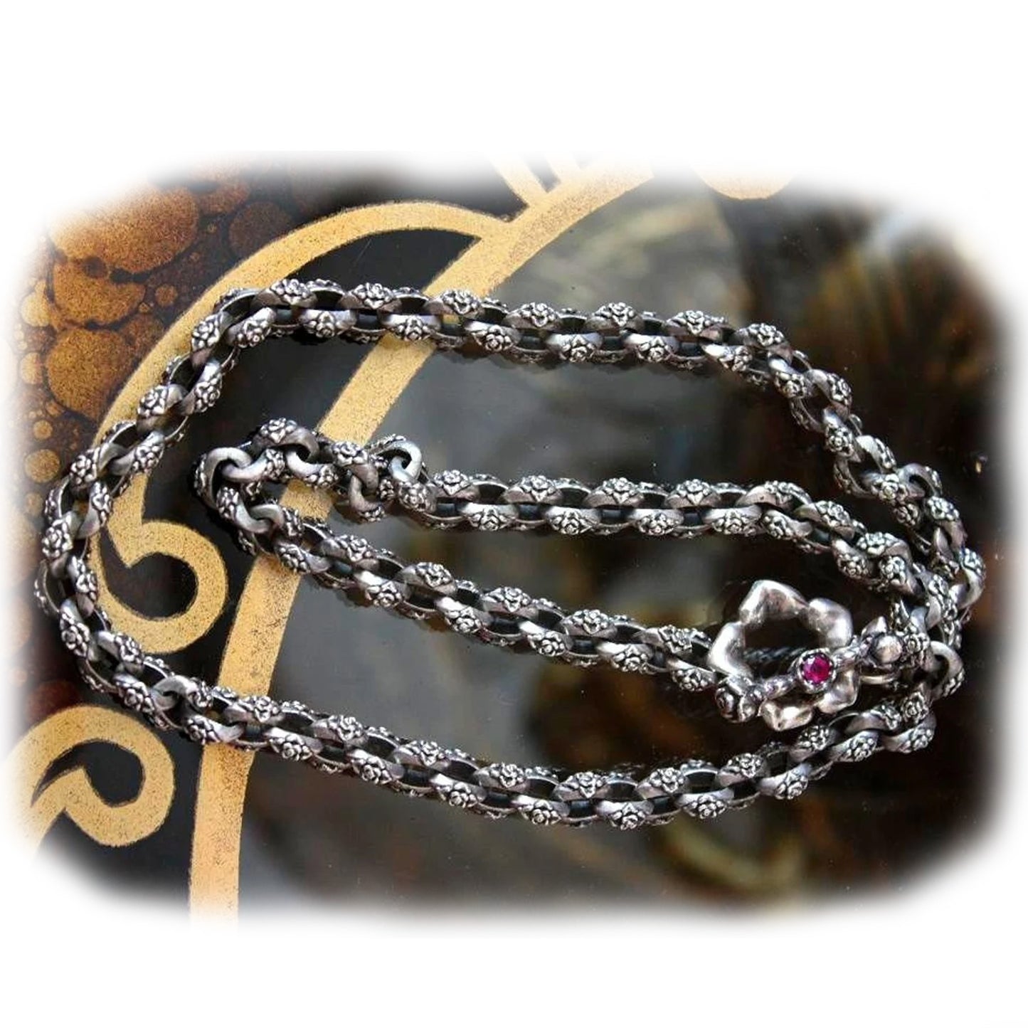 Imperial Rose Small Link Sterling Silver Necklace