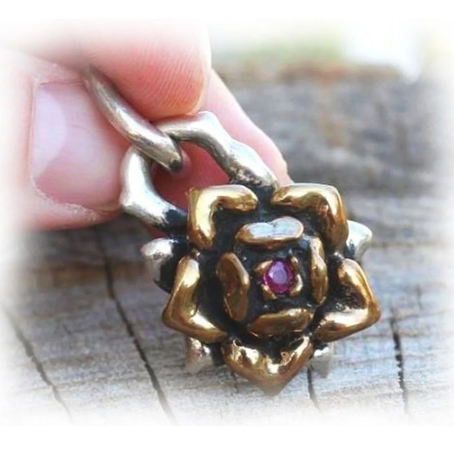 Imperial Rose Sterling Silver Pendant with Ruby Stone
