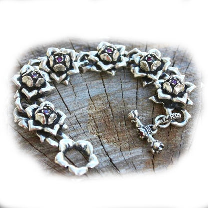 Imperial Rose Silver and Bronze Combination Bracelet with Rubies
