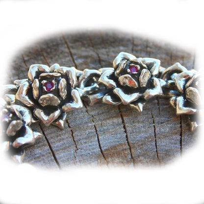 Imperial Rose Silver and Bronze Combination Bracelet with Rubies