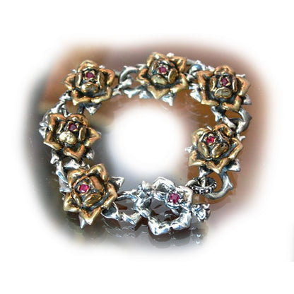 Imperial Rose Silver and Bronze Combination Bracelet with Rubies