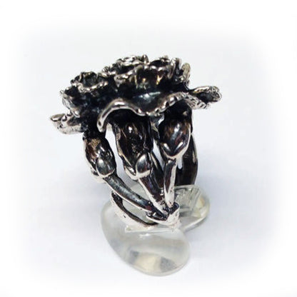 January Birth Flower Carnation Silver Ring with Birthstone Garnet