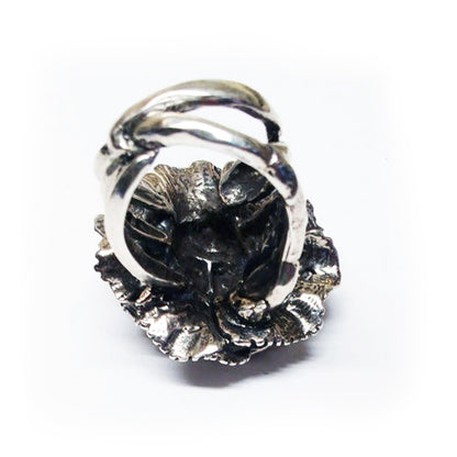 January Birth Flower Carnation Silver Ring with Birthstone Garnet
