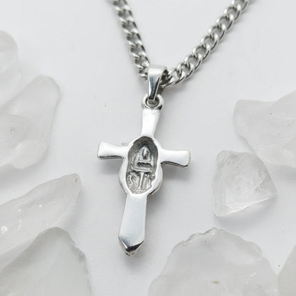 Jesus Christ With Small Cross Sterling Silver Pendant