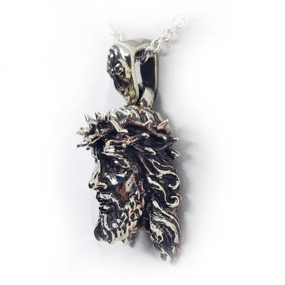 Jesus Christ with Crown of Thorns Sterling Silver Pendant