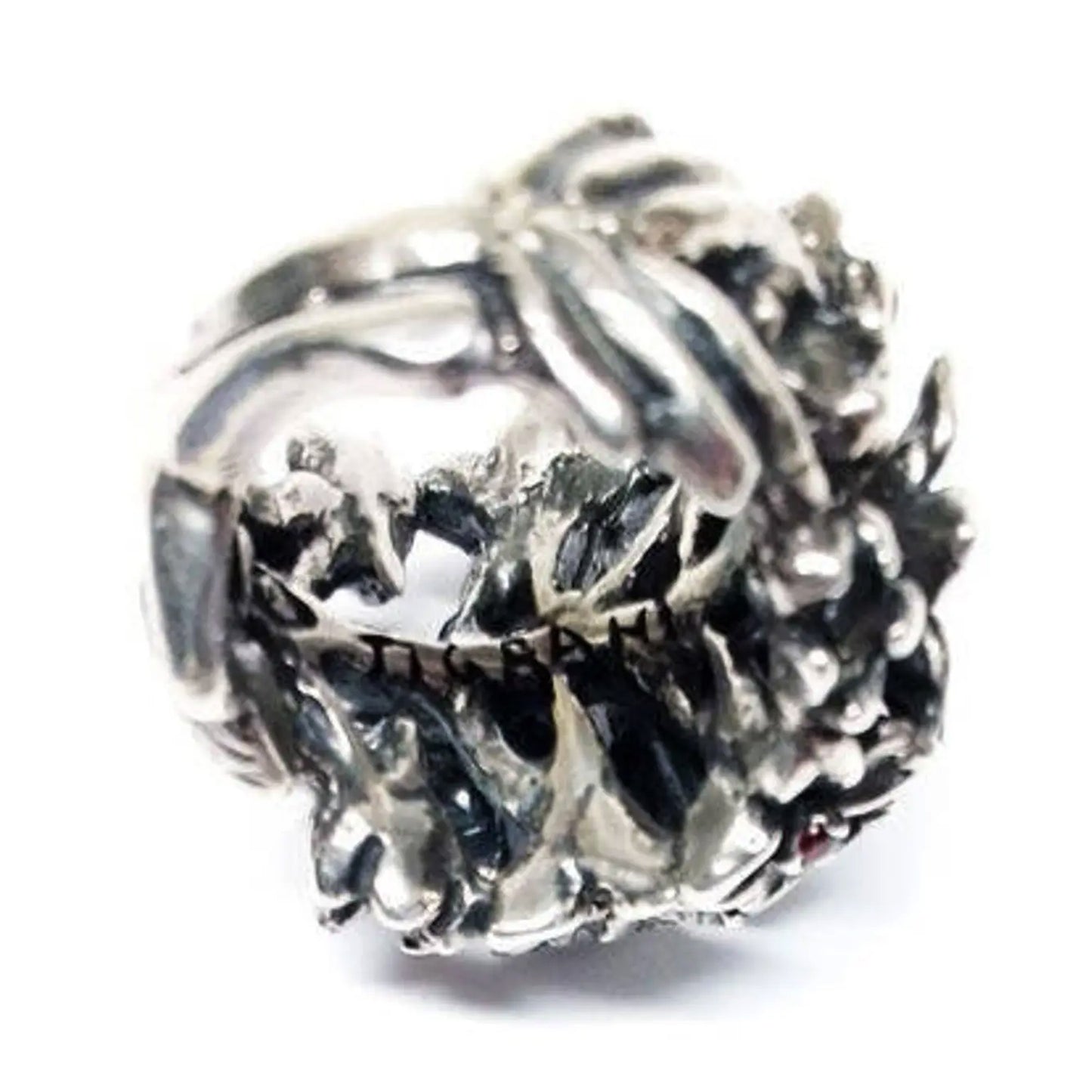 July Birth Flower Larkspur Sterling Silver Ring with Birthstones Rubies