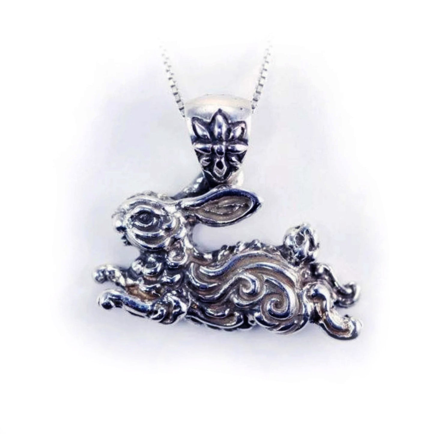 Jumping Rabbit Sterling-Silver Pendant