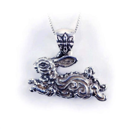 Jumping Rabbit Sterling-Silver Pendant