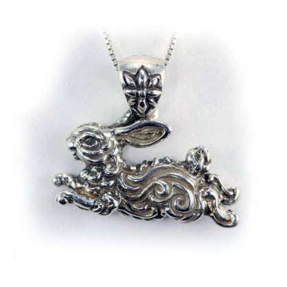 Jumping Rabbit Sterling-Silver Pendant