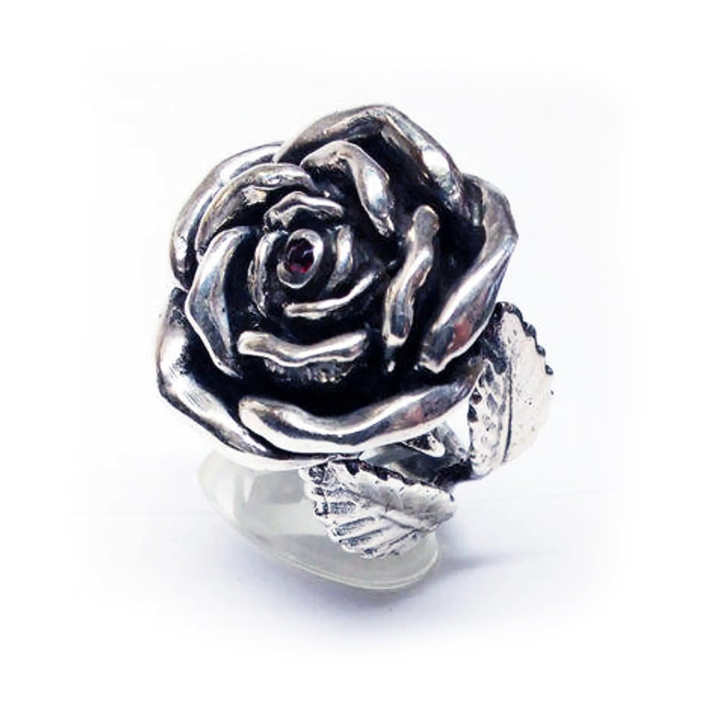 June Birth Flower Rose Silver Ring V1