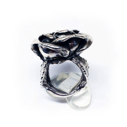 June Birth Flower Rose Silver Ring V1