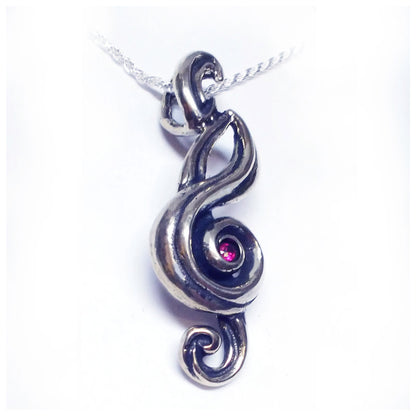 The Key of Sole Silver Pendant with Ruby