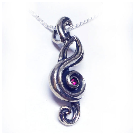 The Key of Sole Silver Pendant with Ruby
