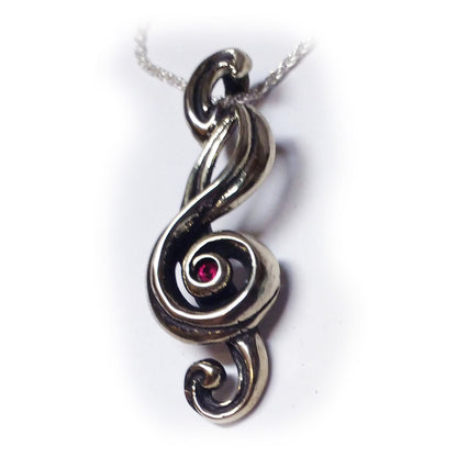 The Key of Sole Silver Pendant with Ruby