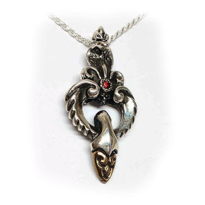 King Cobra Silver bronze Pendant with Ruby Stone