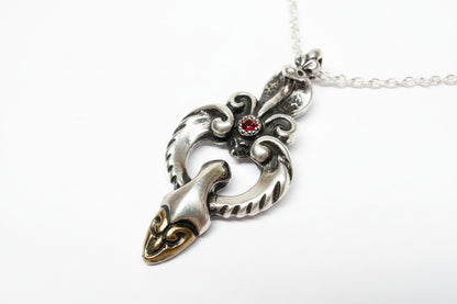 King Cobra Silver bronze Pendant with Ruby Stone