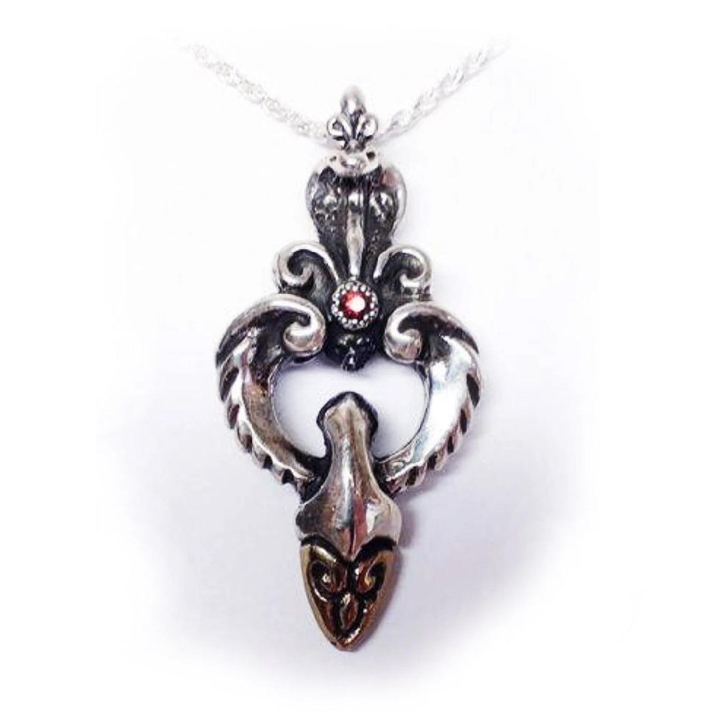 King Cobra Silver bronze Pendant with Ruby Stone