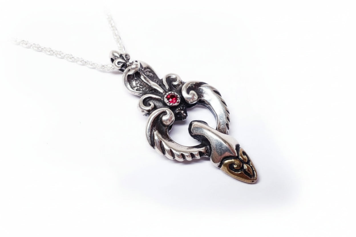 King Cobra Silver bronze Pendant with Ruby Stone