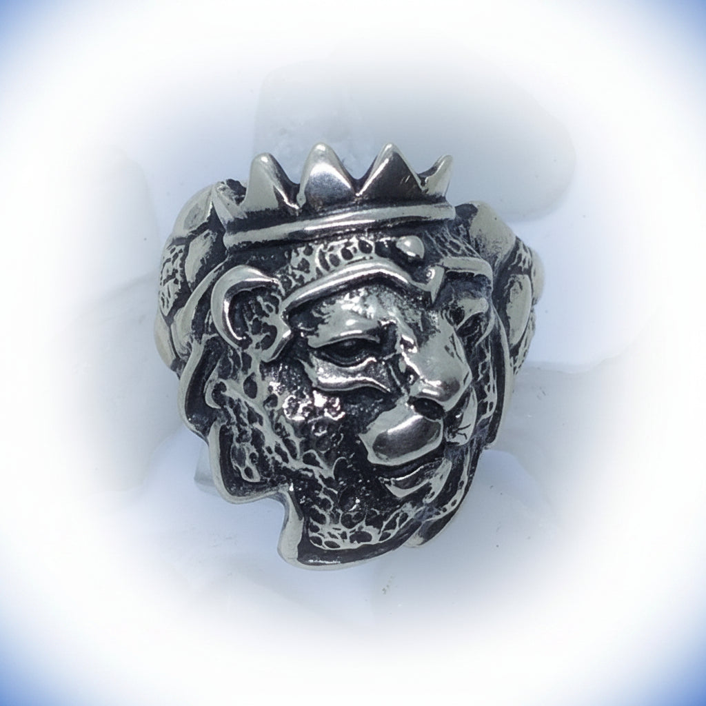 King of Soccer Football Lion Sterling Silver Ring