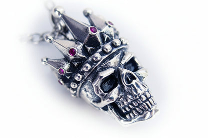Kings Of King Skull Sterling Silver Pendant with Ruby