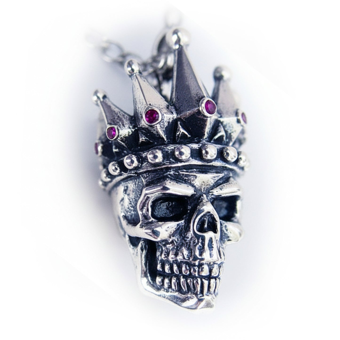 Kings Of King Skull Sterling Silver Pendant with Ruby