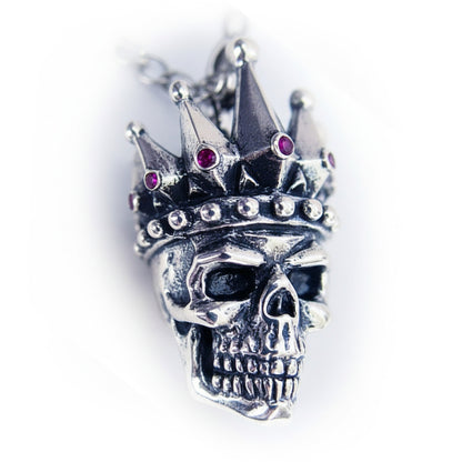 Kings Of King Skull Sterling Silver Pendant with Ruby