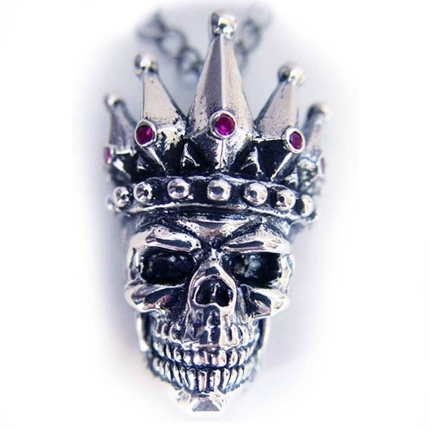 Kings Of King Skull Sterling Silver Pendant with Ruby