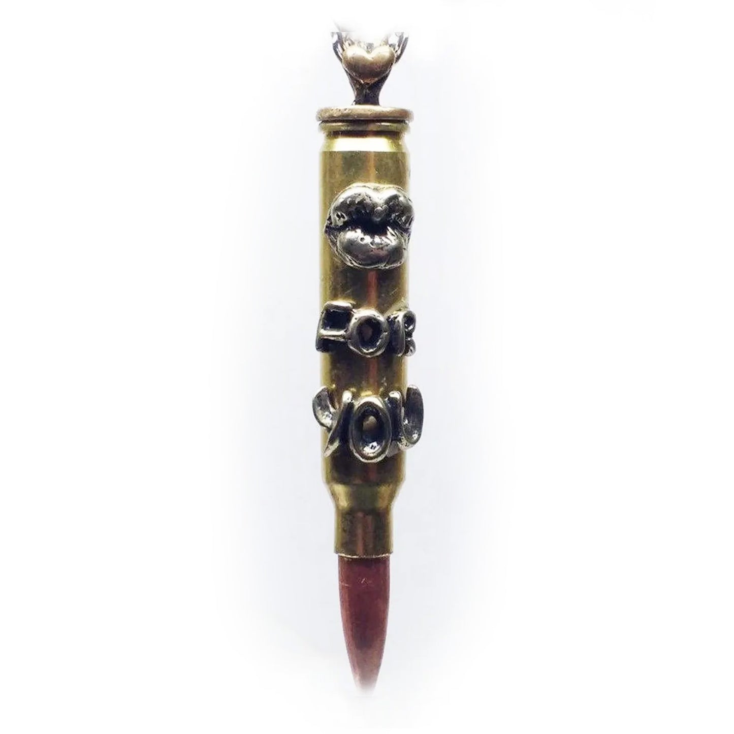 “Kiss For You” Love Bullet Silver Pendant