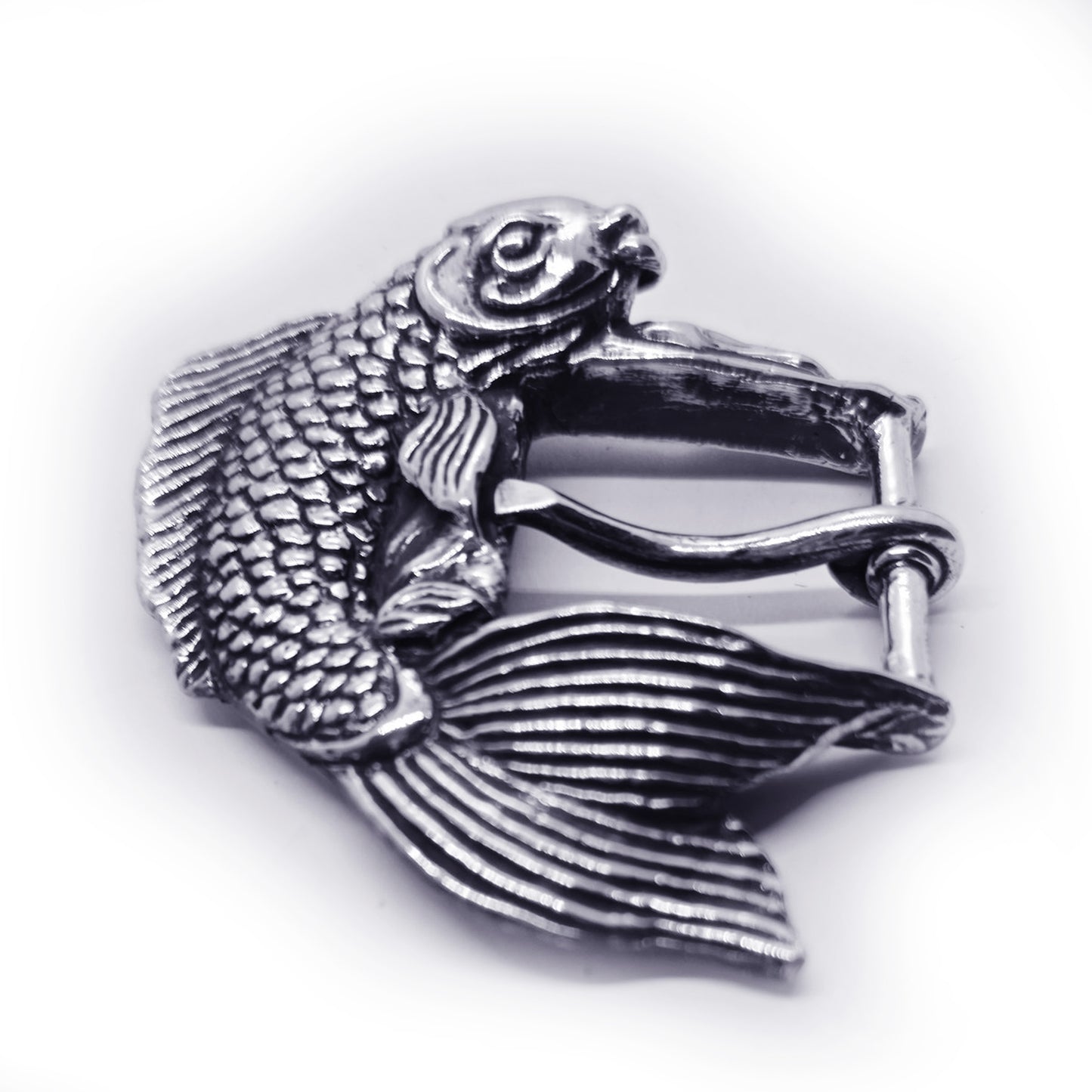 Koi Fish Swimming Sterling Silver Belt Buckle