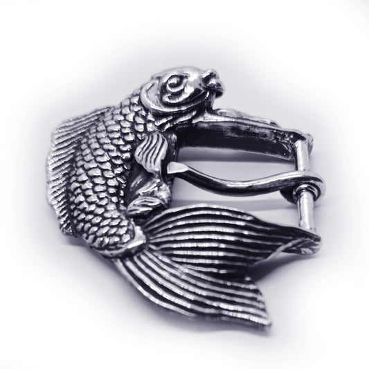 Koi Fish Swimming Sterling Silver Belt Buckle