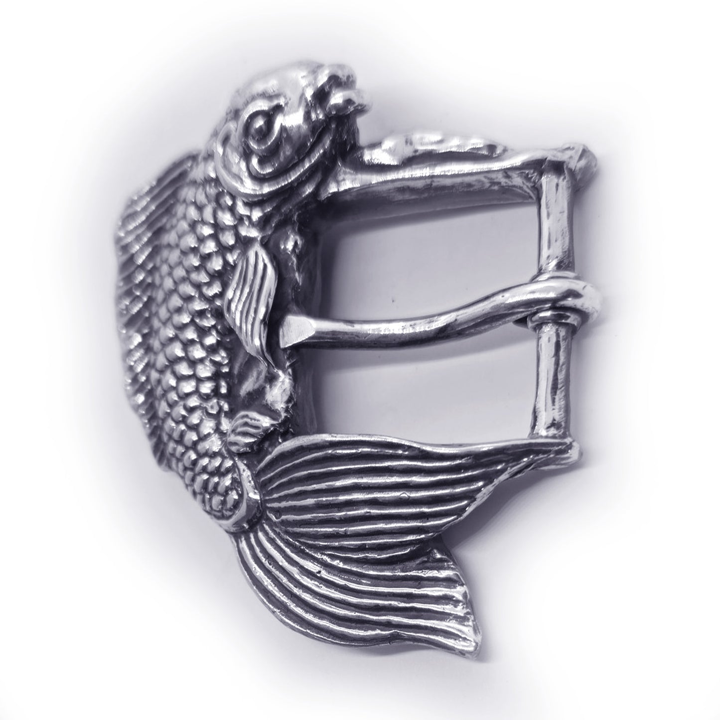 Koi Fish Swimming Sterling Silver Belt Buckle