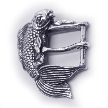 Koi Fish Swimming Sterling Silver Belt Buckle